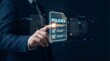 © CuteBee - A professional in a suit interacts with a digital interface displaying policies and checklists representing compliance regulations and data security within modern business practices