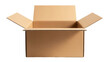 © Daniel - Open cardboard box PNG isolated on transparent background, brown container for shipping and storage, empty package for delivery