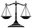 © Taras - Scales of Justice Icon in Black and White, Balancing Weights, Legal Representation Concept