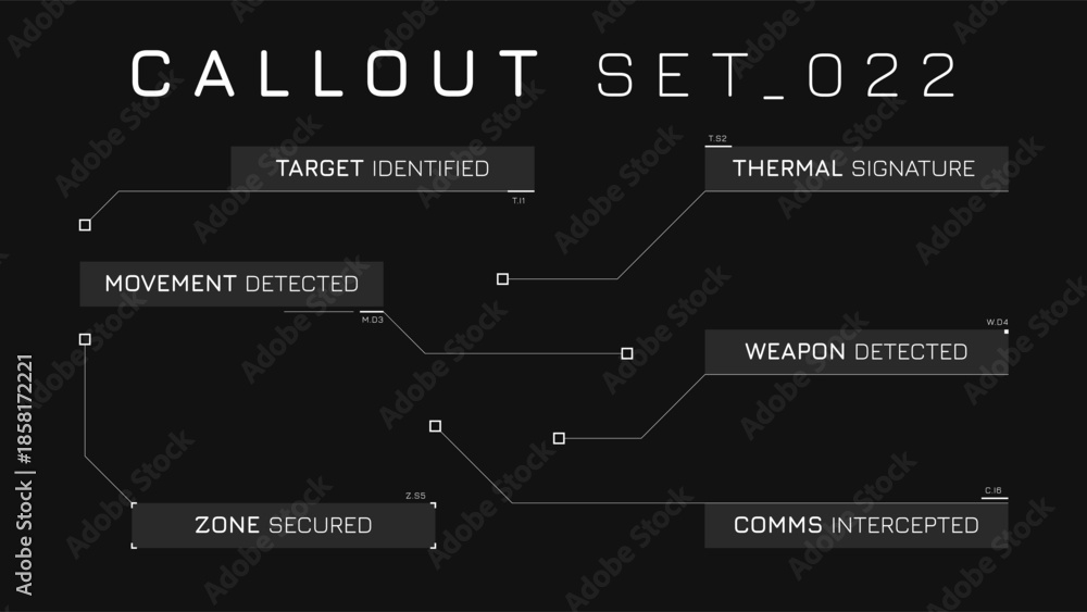 Vetor Callout Hud Collection Offering Simplified Data Labels do Stock ...