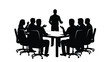 © MdBakerHossen - A group of people silhouetted around a conference table in a meeting