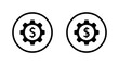 © Ka Han - Dollar money gear icon in circular outline. Financial settings, cost management, and business system symbol.