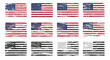 © Jamshadul - Collection of american flags with various patterns and designs, showcasing different styles and variations of the us flag