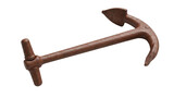Isolated rusty anchor, heavy nautical equipment for marine vessel sailing and mooring device