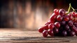 © Larisa AI - A vibrant cluster of fresh red grapes rests on a rustic wooden surface, capturing the essence of freshness, nature, and healthy eating in a creative composition.