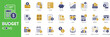 © vector by martin - budget icon set solid vector icons collection for expense tracking money management cash flow savings spending income allocation cost estimate financial planning app and web interface.