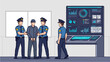 © StudioX - Police officers arresting a suspect in a control room.