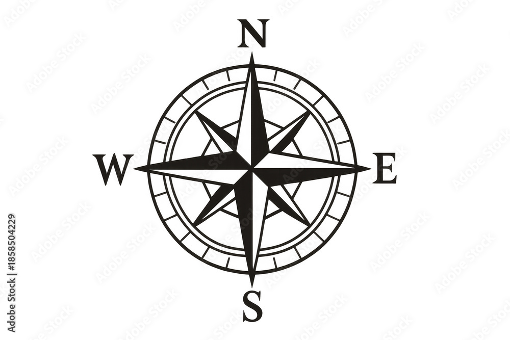 Navigating with compass rose symbol providing direction on transparent ...