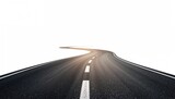 Isolated asphalt road on white background optimized for UI or editorial header use