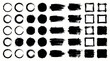 © naufal - Artistic black ink grunge strokes vector set featuring various circles, rectangles and square frames on white, concept for logo design, social media posts and abstract backgrounds