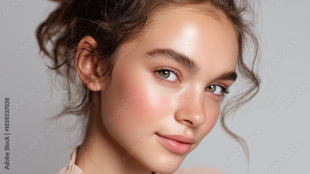 Natural tone portrait capturing mild post procedure redness on cheek ...