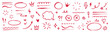 © Farjana - Hand Drawn Style Red Correction Elements Underline Circle Arrow Lightning Heart on White Background Exactly 200 Characters