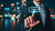© Creative mind - A person touching the virtual screen for RegTech concept.