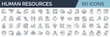 © MdRifat - Human resources line icons set with recruiting and hiring concept thin outline vector symbols collection editable stroke 60 icons