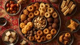 Traditional Indian Sweets Platter | Assorted Festive Mithai Flat Lay