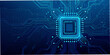 © Pabitra - Abstract blue circuit board with central microchip and connecting pathways