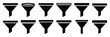 © KartikChandro - Collection of Silhouette filter funnel icon set isolated on transparent background. Vector illustration set.