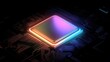 © rak - futuristic rendering showcasing a central processing unit with vibrant neon glow, against a dark backdrop highlighting intricate circuit board patterns