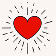 © Ricko Destu - A vibrant red heart radiating energetic lines, symbolizing love, passion, and positive energy in a simple, graphic illustration
