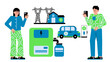 © SyahCreation - Flat vector illustration of a demand response program reducing grid load through smart energy management