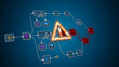 © PPstock - AI automation process diagram with error warning sign, system failure alert in technology workflow concept
