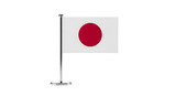Japanese national flag on a small stand isolated on transparent background