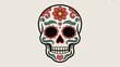 © ImageFusion  - Colorful Sugar Skull with Floral Decorations and Heart Symbol.