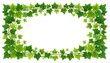 © karambol - An oval frame of realistic green leaves, in varying shades, adorns a thin vine. The leaves have a delicate, slightly transparent feel, with veins