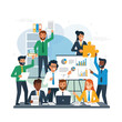 © rayya - Diverse team collaborating on a business project in a modern office setting.