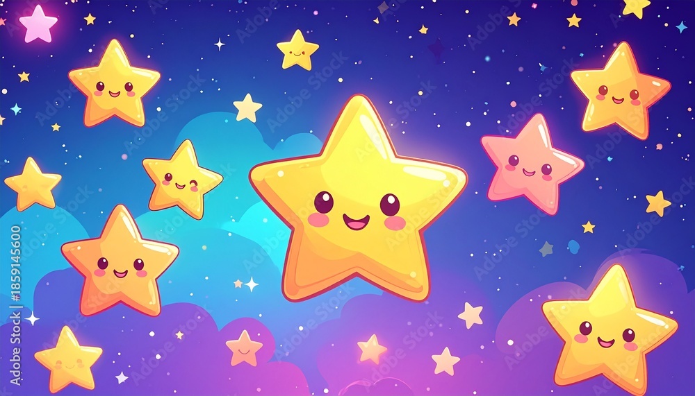 animated star background loop video with cute funny style winner