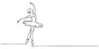 © Creative Tania - Continuous one line drawing of Ballet dancer. Single line drawing illustration of Female ballet dancer. Professional ballerina dancing ballet concept vector art. Doodle line illustration.