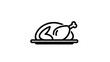 © Mirna - A black and white line art illustration depicts a roasted poultry on a platter. The image features a simple, modern design