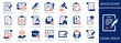 © lovemask - Legal docs icon set. Showing adjudication, signatures, justice symbols, verification, approval and official documentation processes. Solid vector icons collection.