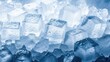 © Najaf - Close up of translucent ice cubes with water droplets glistening under bright light, creating a refreshing and cool abstract texture