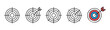© Abu - Linear dartboard icons with crosshair markers and colorful bullseye for creative business vision and target accuracy