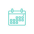 © Durta - Turquoise calendar icon on white background, minimalist design, planning and scheduling concept