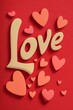 © Aquir - Textured love word with hearts on red background. Textured word love with small hearts creating a festive Valentine's Day or romantic design