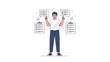© Ford - Modern Illustration of a Man Managing Multiple Tasks with Checklists and Notifications