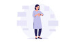 © Ford - Modern female character in casual attire using a smartwatch showcasing technology and fashion