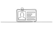 © Mushtaq - Minimal continuous one line identification card illustration with profile photo symbolizing employee badge identity verification and personal information concept
