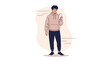 © Raya - Young man standing and using smartphone with casual attire and focused expression