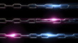 © Nattapol - Digital chain network metal link glowing light neon reflection dark background technology connection security tension blockchain concept