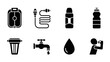 © Maureen - Outdoor hydration essentials: minimalist icons of backpacks, bottles, and more