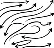 © PixeloMotion - Hand Drawn Curved Arrow Doodle Direction Elements Set Line Sketch Vector Illustration