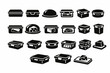 © Lora - Black and white icon set of cheese storage containers with various designs