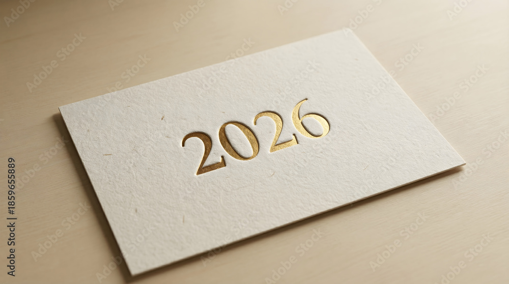 Elegant 2026 New Year Greeting Card with Luxury Gold Foil Typography on ...