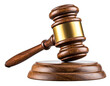 © Safar - Isolated wooden gavel and sound block, a symbol of justice, law, and legal proceedings