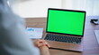 © stockbusters - Clinic specialist consulting mockup laptop office closeup. Medic video calling