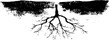 © Artem - Black and white stencil illustration of long willow roots for art and design projects
