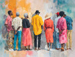 © john - Bravely observes a group of African Americans in a concept illustration for Black History Month,